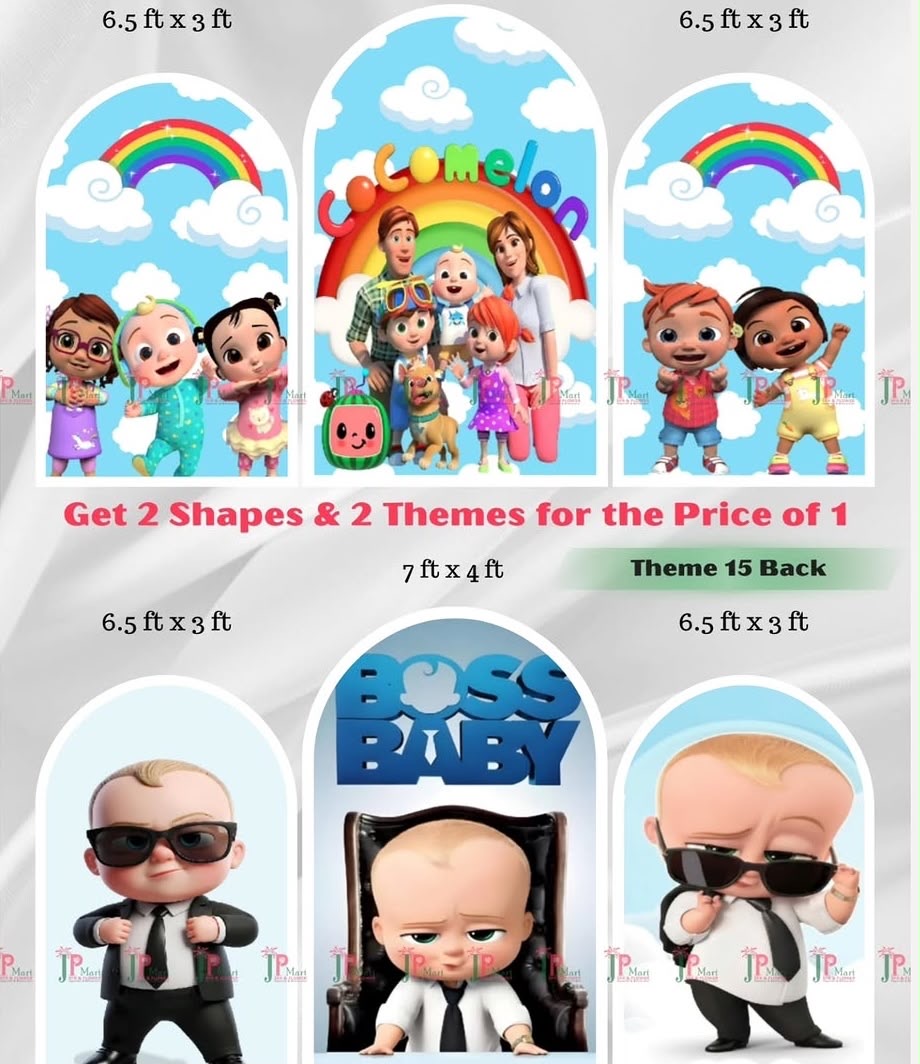 cocomelon/ boss baby / birthday backdrop